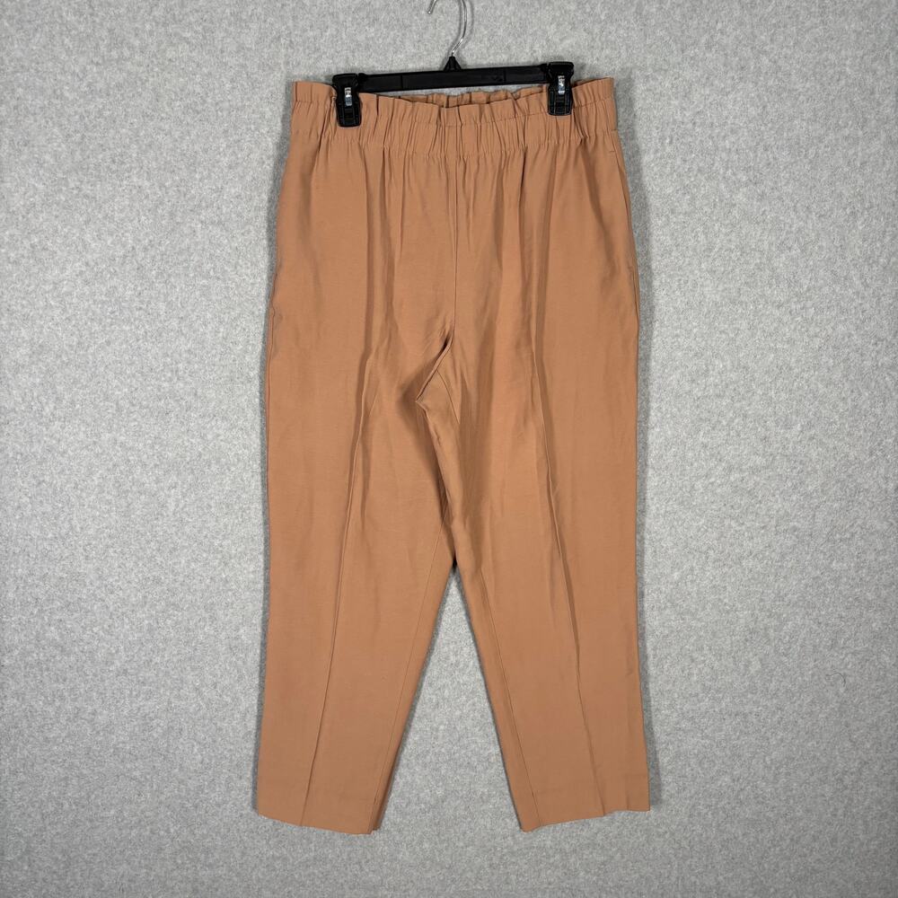 Ann Tylor Pants Large Tan Ankle Crop Pull‎ On Classic Neutral Quiet Camel Career